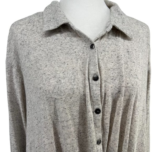 J. Jill Button Front Top Twist Long Sleeve Collared Supima Cotton Womens 3X Gray - Picture 2 of 12